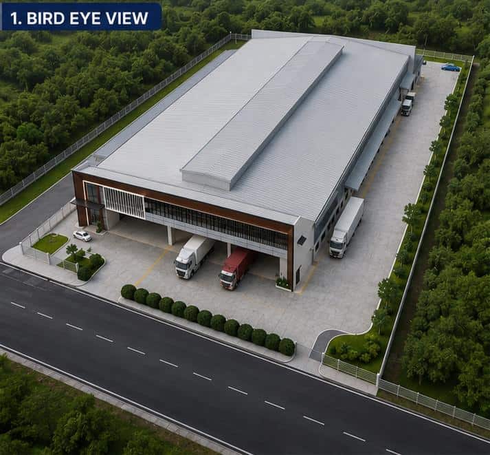 Single Storey Detached Factory with Mezzanine Office Senai