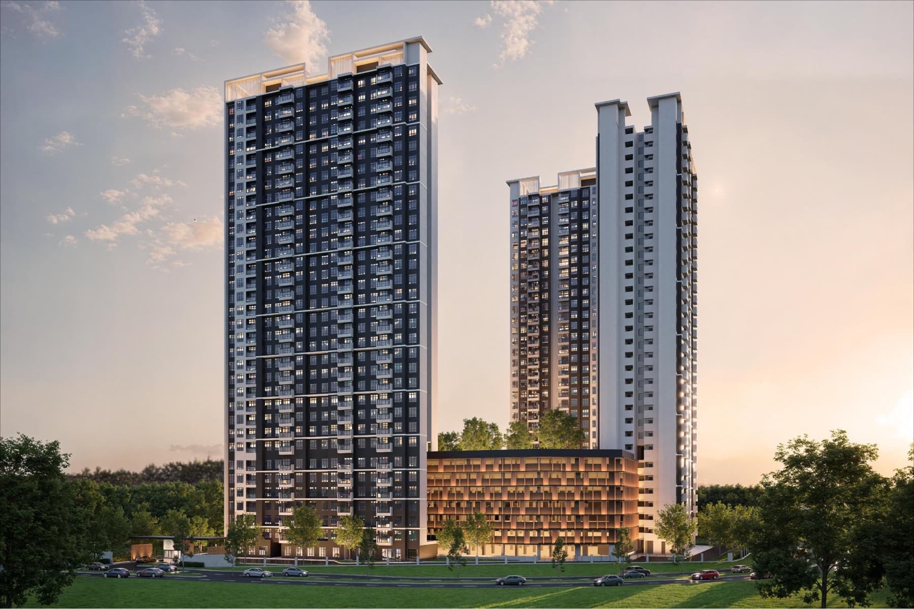 Bodaiju Residences landscaped residential perspective render