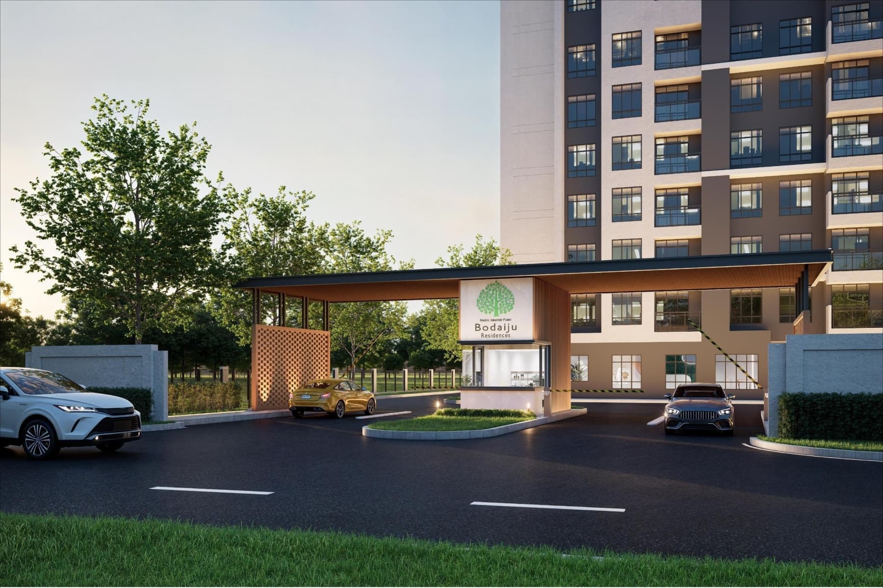 Bodaiju Residences tower and gardens overview render